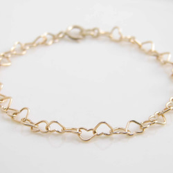 ハートブレスレット ~ Gold Heart Link Bracelet 1枚目の画像