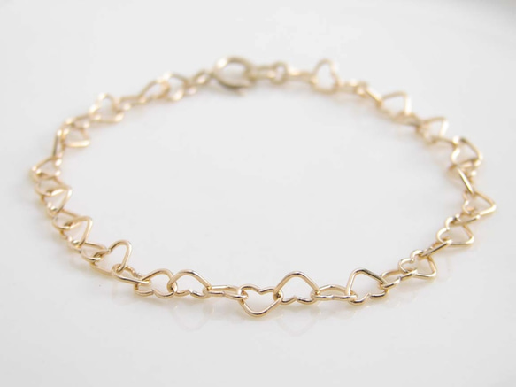 ハートブレスレット ~ Gold Heart Link Bracelet 1枚目の画像