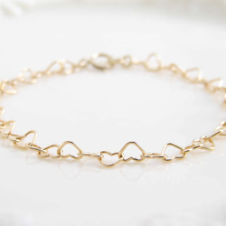 ハートブレスレット ~ Gold Heart Link Bracelet 2枚目の画像