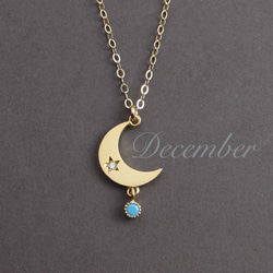 三日月と星と誕生石のネックレス~ Crescent Moon and Star Birthstone Necklace 4枚目の画像