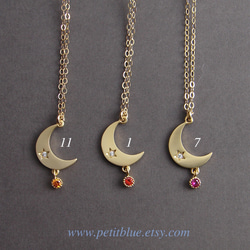 三日月と星と誕生石のネックレス~ Crescent Moon and Star Birthstone Necklace 5枚目の画像