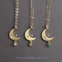 三日月と星と誕生石のネックレス~ Crescent Moon and Star Birthstone Necklace 7枚目の画像