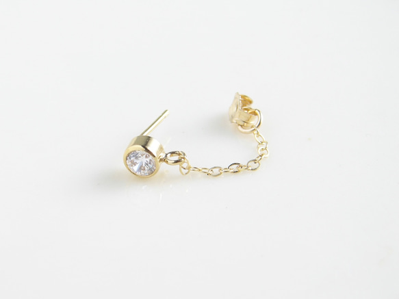 14K GF ~ チェーンのピアス ~ Minimalist Jewelry ~ 片耳／両耳 3枚目の画像