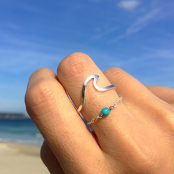 silver925 Turquoise ring+wave ring set 1枚目の画像