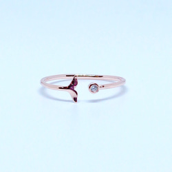 silver925  mermaid ring CZ diamond pink gold 3枚目の画像