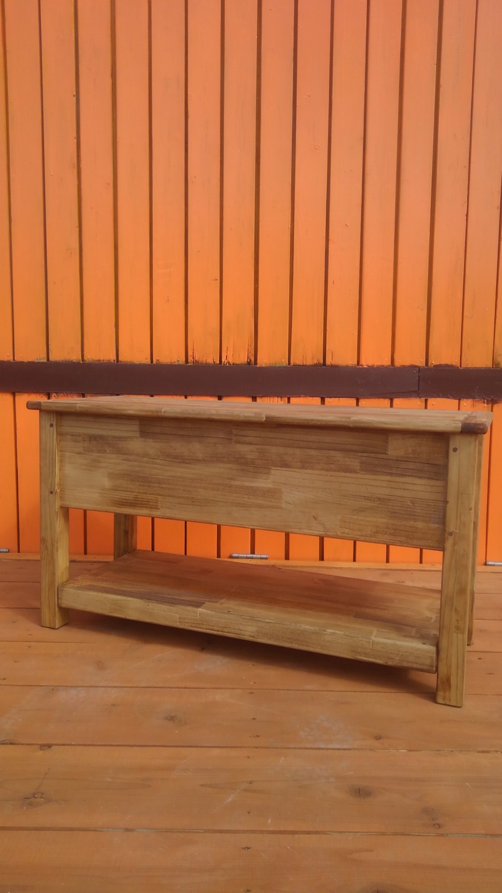 収納ベンチ　棚付き