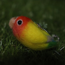 コザクラインコ・ボールチェーン（羊毛フェルト） 3枚目の画像