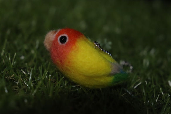 コザクラインコ・ボールチェーン（羊毛フェルト） 3枚目の画像