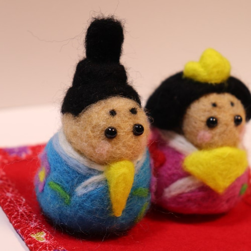 お雛様セット・羊毛フェルト 羊毛フェルト ハンドメイド雑貨あろま