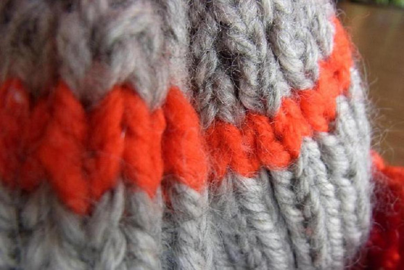 手編みニット帽（ポンポン付き） 3枚目の画像