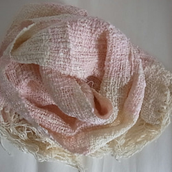 手織りマフラー（桜色） 1枚目の画像