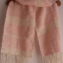 手織りマフラー（桜色） 2枚目の画像