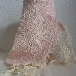手織りマフラー（桜色） 3枚目の画像