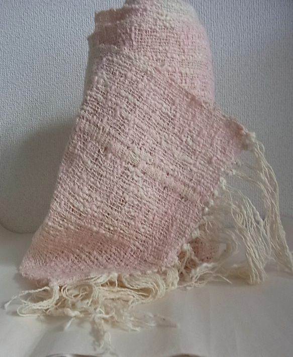 手織りマフラー（桜色） 3枚目の画像