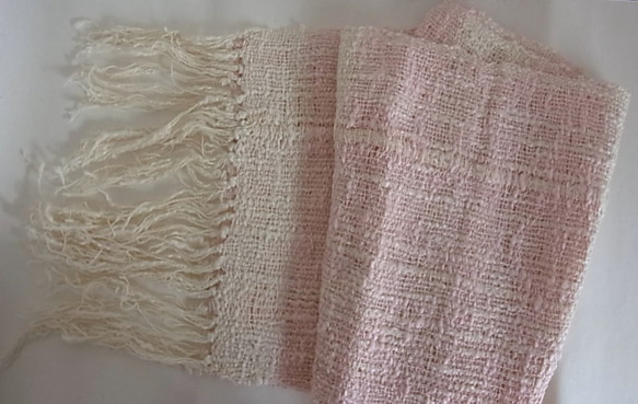 手織りマフラー（桜色） 4枚目の画像