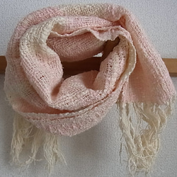 手織りマフラー（桜色） 5枚目の画像