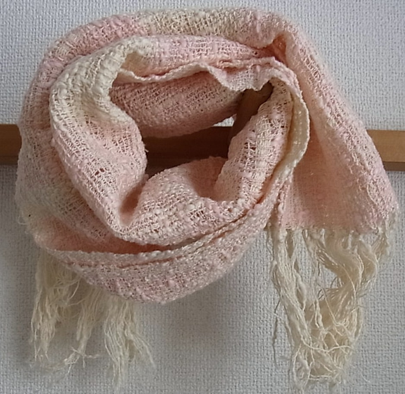 手織りマフラー（桜色） 5枚目の画像