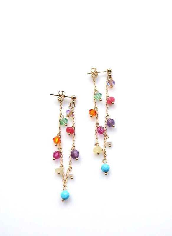 カラフルストーンピアス ピアス（フック・チェーン） lefleur0229 通販 