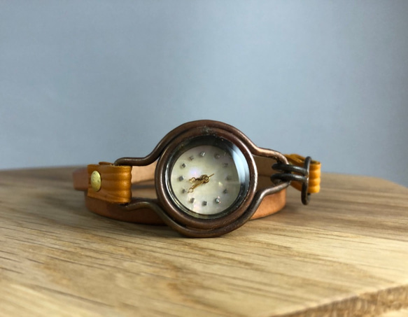 サブリエ　２重巻き腕時計（キャメル×型押しキャメル） 1枚目の画像