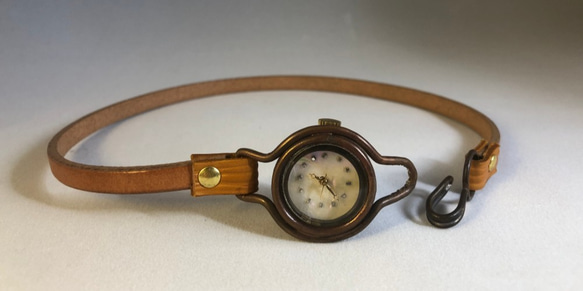 サブリエ　２重巻き腕時計（キャメル×型押しキャメル） 3枚目の画像