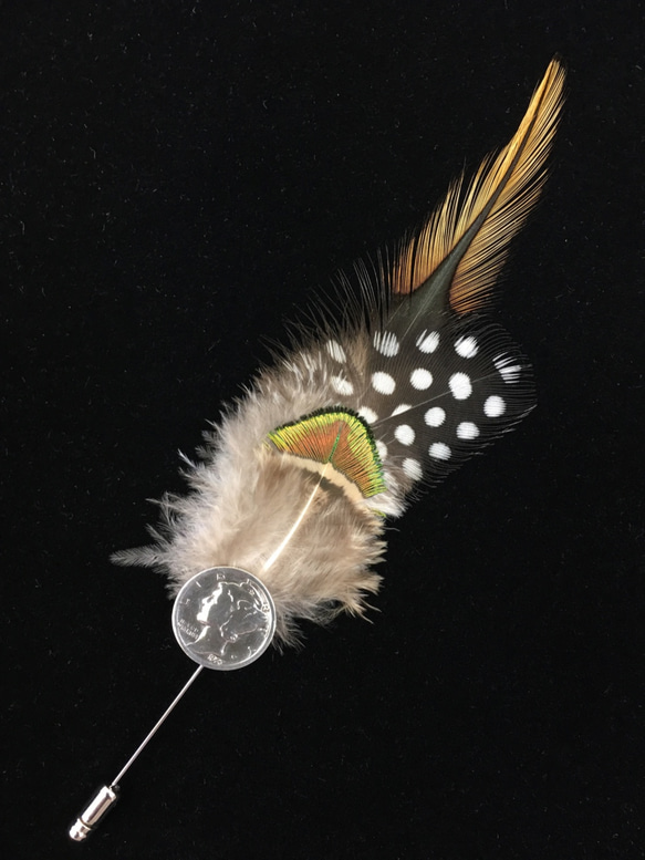 SV900"MARCURY"Coin&Feather Hat Pin 2枚目の画像