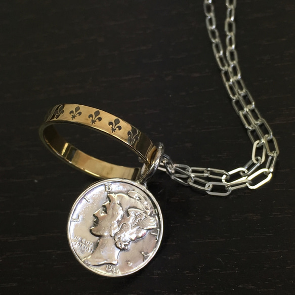 "Mercury Coin"& LLY Ring Pendant  #925 Silver Necklace 5枚目の画像