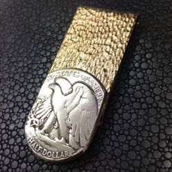 マネークリップ・"Carving Money Clip w/EAGLE HALF DOLLAR COIN"・SV900 1枚目の画像