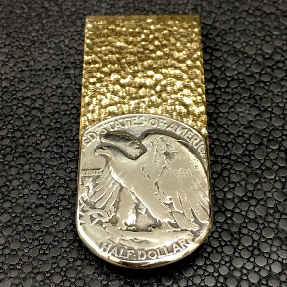 マネークリップ・"Carving Money Clip w/EAGLE HALF DOLLAR COIN"・SV900 3枚目の画像