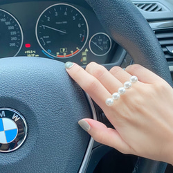 再々販】淡水パール フリーサイズ 3連ワイヤーリング 指輪・リング