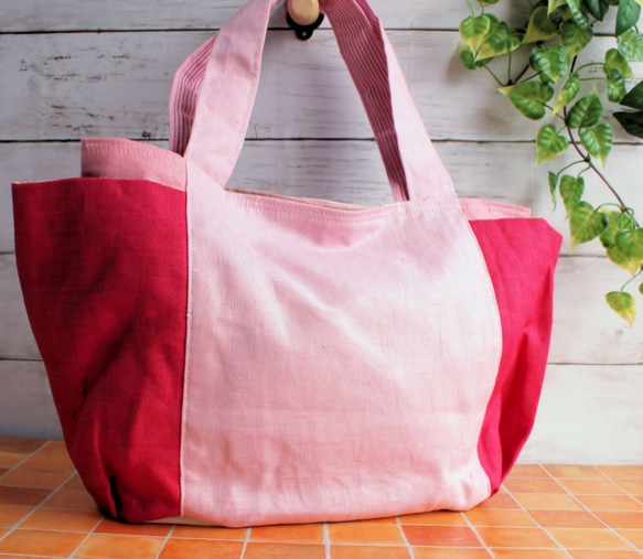 【値下げ】桜色グラデーションバッグ 1枚目の画像