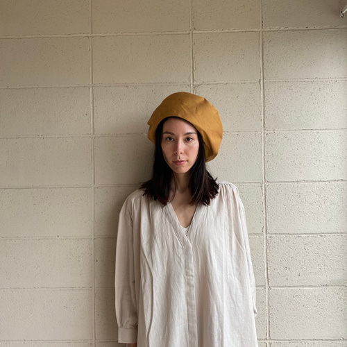 ビッグベレー帽 リネン ターメリック ベレー帽・ハンチング Funny