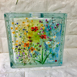 ガラスブロック　presse flowers 1枚目の画像
