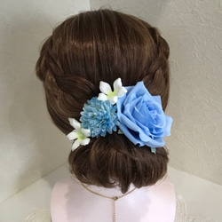 ヘッドドレス＊鮮やかブルーの髪飾り 2枚目の画像