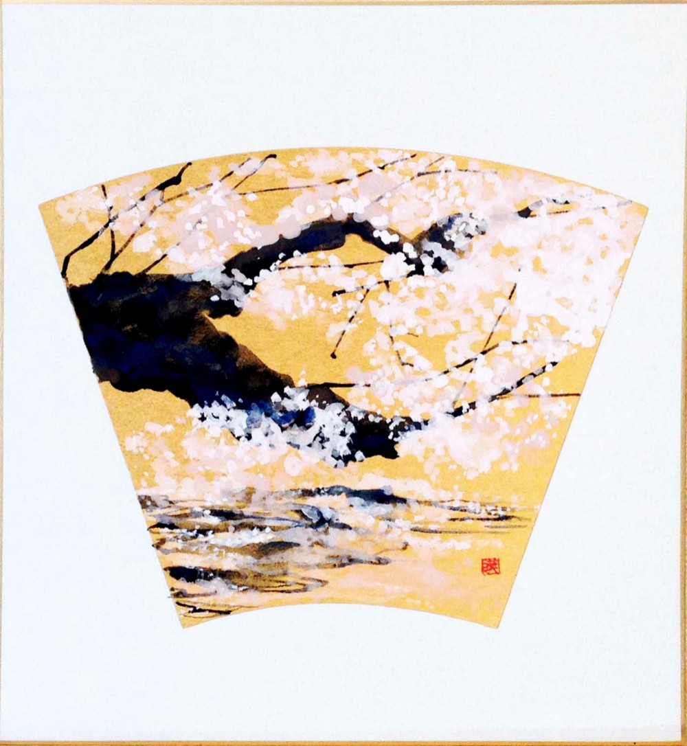 桃園　珍品！　鯖とさざゑ　色紙絵（日本画） 桃園 珍品！ 鯖とさざゑ 色紙絵（日本画） - メルカリ