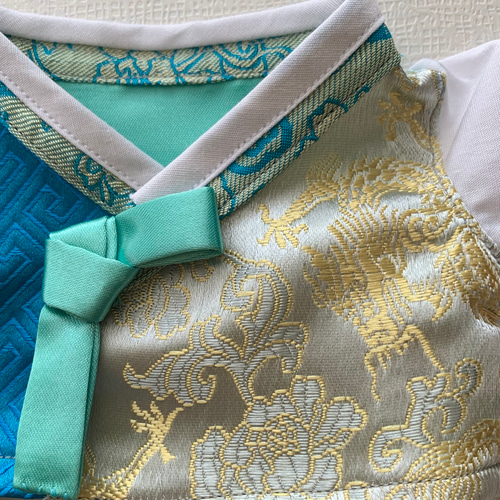 20cmぬいぐるみ用 韓服 ☆ 上下セット ☆ クリーム×ブルー