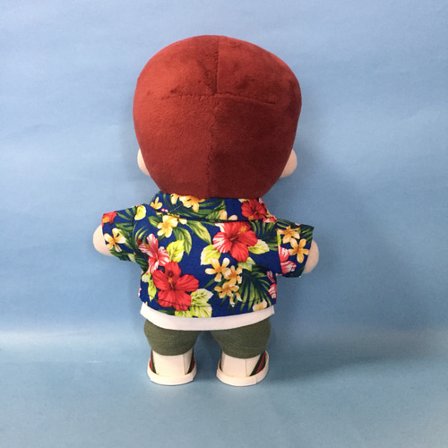 アロハシャツ 紺花柄 20cm ぬいぐるみ服 kpopdoll ぬいぐるみ melmoh