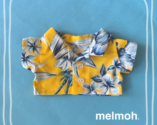 アロハシャツ 黄色花柄 20cmぬいぐるみ用 服 kpopdoll ぬいぐるみ