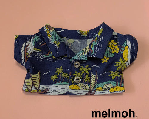 ハワイアン衣装 猫型ぬいぐるみ 約20cm 猫らしい丸まりポーズ