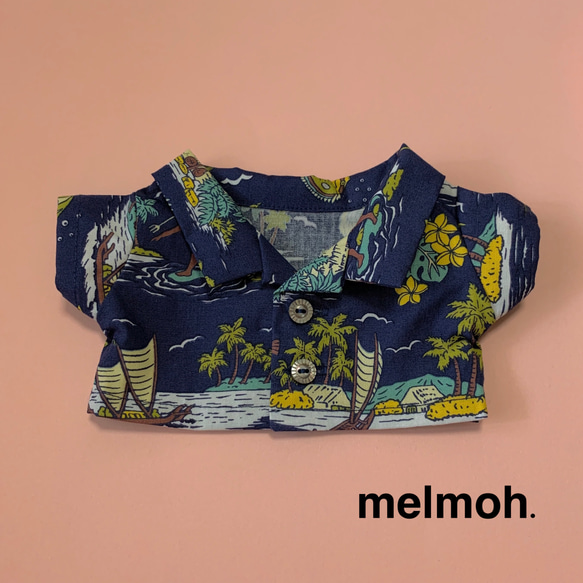 アロハシャツ 20cmぬいぐるみ 服 アロハハワイ柄　紺カラー　kpopdoll 1枚目の画像