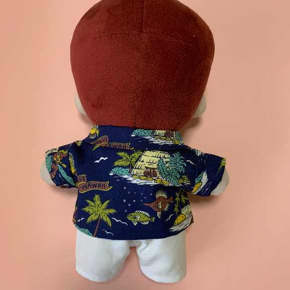 アロハシャツ 20cmぬいぐるみ 服 アロハハワイ柄　紺カラー　kpopdoll 3枚目の画像