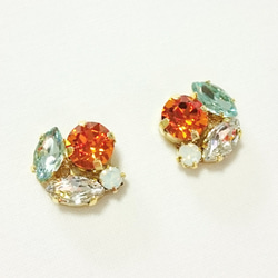 Tangerine×Light blueビジューピアス 3枚目の画像