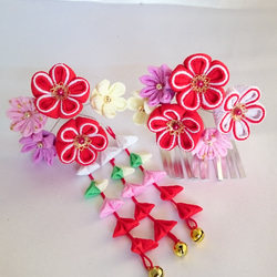 つまみ細工の髪飾り ～かんざし～ 《紫系》 2個セット かんざし