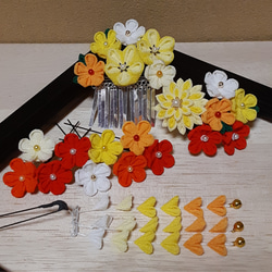 ちりめんの小箱 ～つまみ細工のお花付き～ フリーボックス・小物入れ