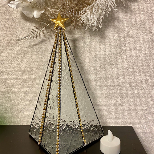 mimibaton ＊ステンドグラスツリー＊ ステンドグラス しずく型クリスマスツリー （クリア） その他