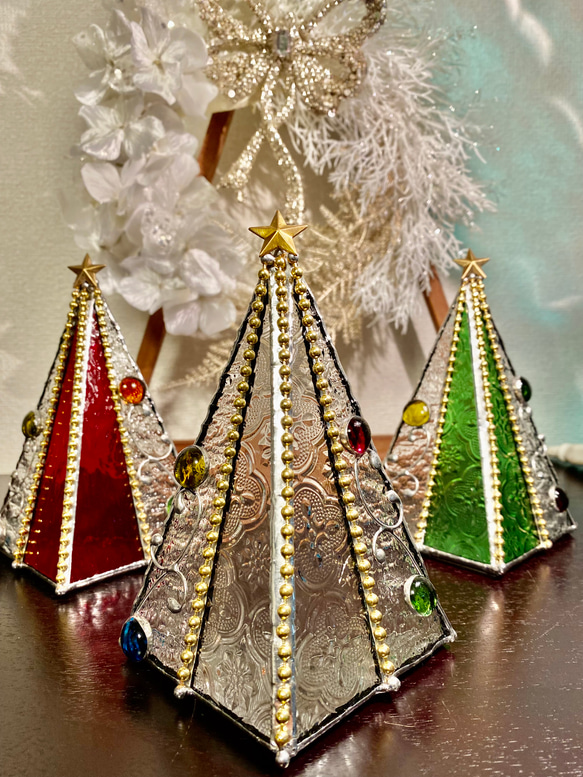♢ガラスのクリスマスツリー♢クリアーS♢クリスマスカラー