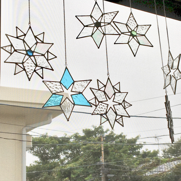 ❄︎B雪の結晶 サンキャッチャー ステンドグラス サンキャッチャー