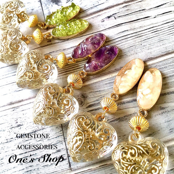 ヴィンテージアメジストペリドットネックレスイヤリング