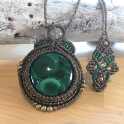 マラカイトのマクラメ編みネックレス☆ ネックレス・ペンダント 巻結美