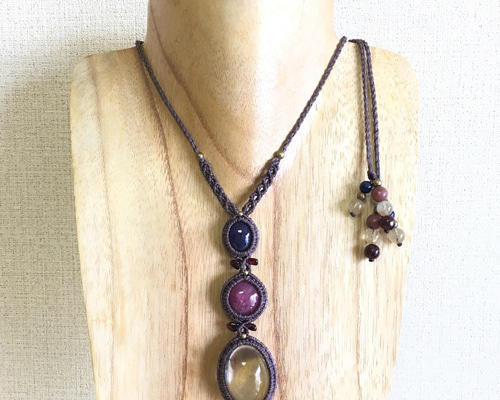 天然石 マクラメ編み ネックレス　3点まとめて 天然石3つのマクラメ編みネックレス☆ ネックレス・ペンダント 巻結美