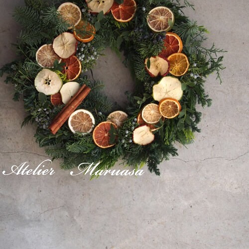 クリスマスリース【フレッシュ】（ドライフルーツ) リース アトリエ